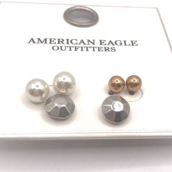 American Eagle Outfitters Minimalist Silver Stud Earrings Set - Picture 3 of 5